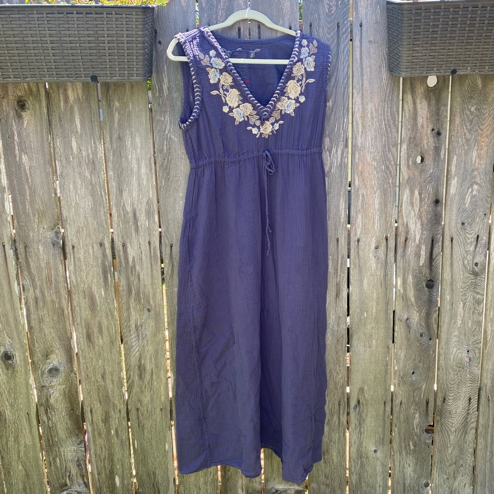 Johnny Was maxi dress blue floral print
